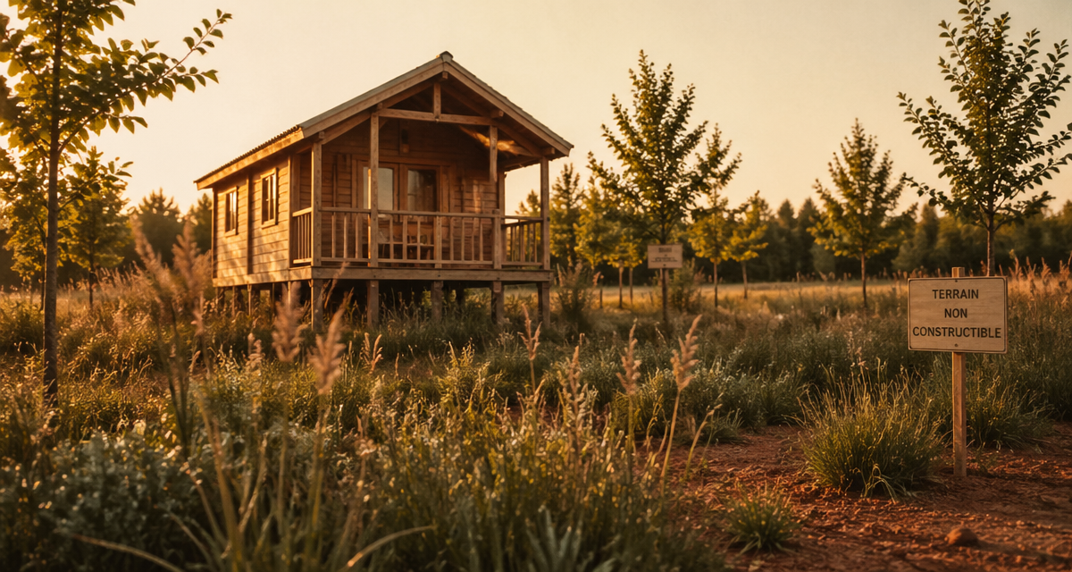 chalet sur pilotis terrain non constructible en champ