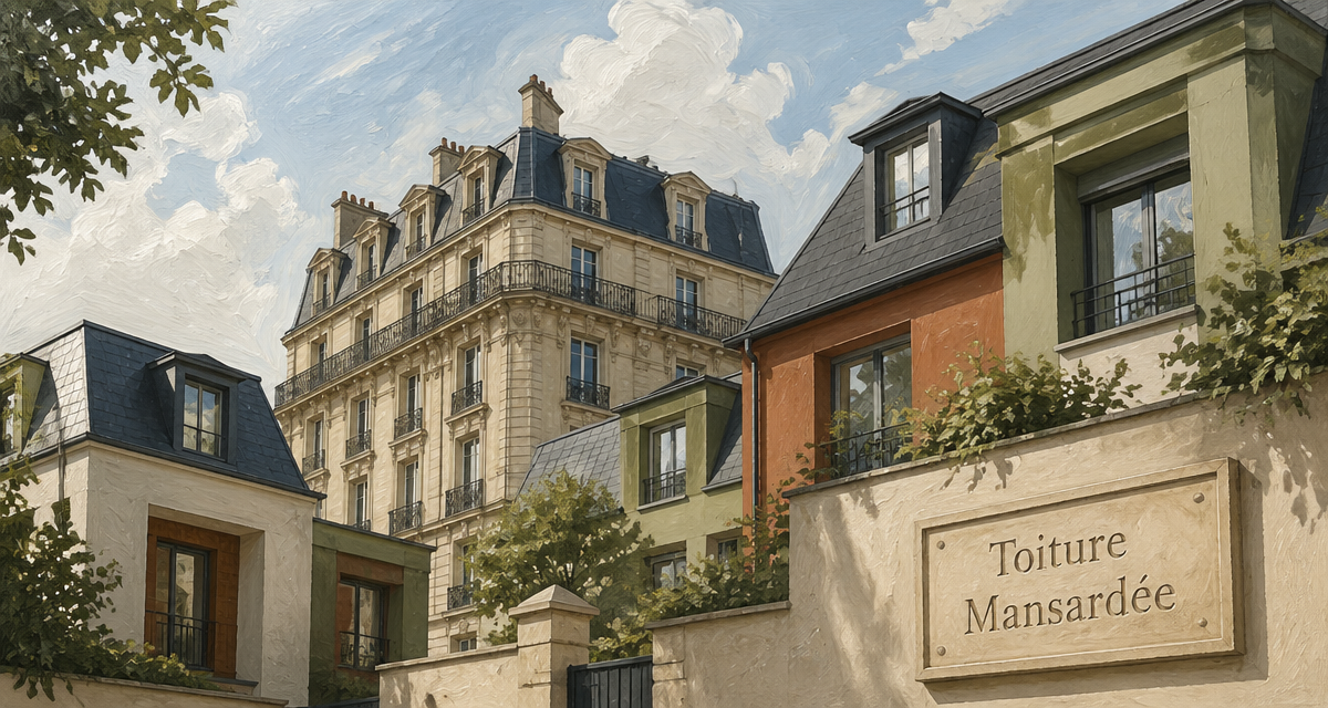 toit mansardé sur immeuble urbain