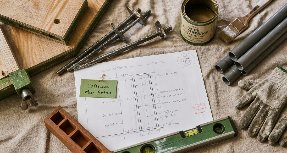 coffrage mur bois acier outils plan chantier