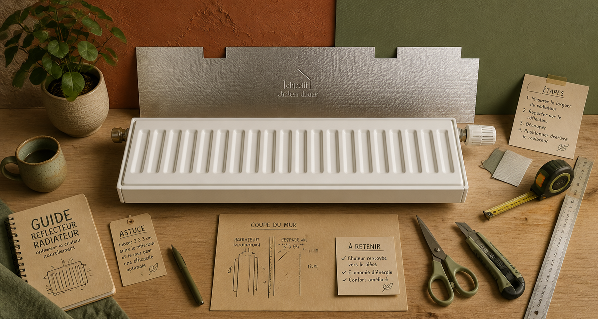 panneau réflecteur radiateur posé avec outils