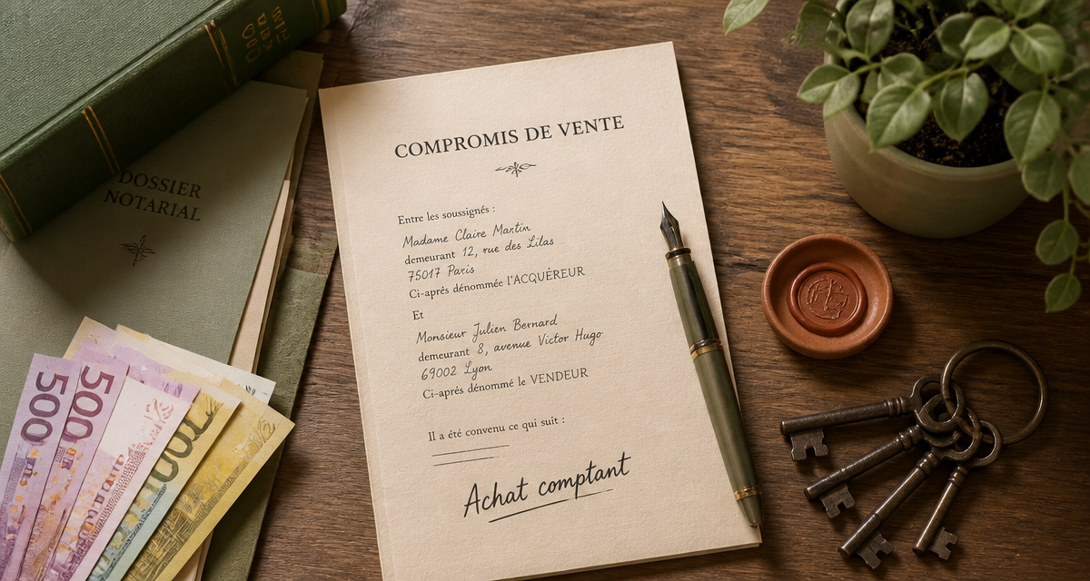 compromis de vente sans emprunt manuscrit achat comptant