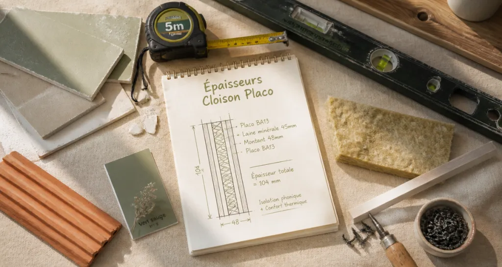 Epaisseur cloison placo outils mesure et plaques