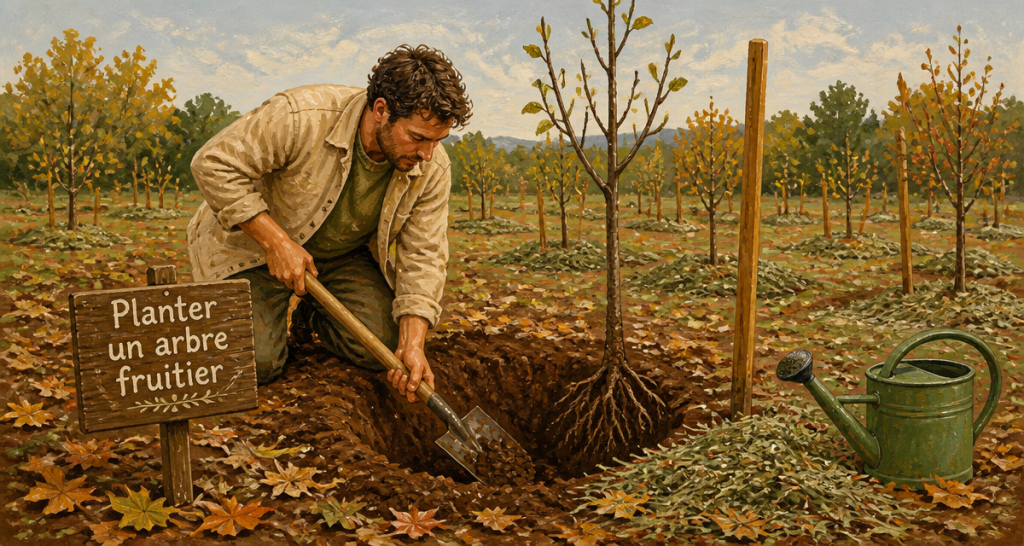 quand planter un arbre fruitier, illustration plantation