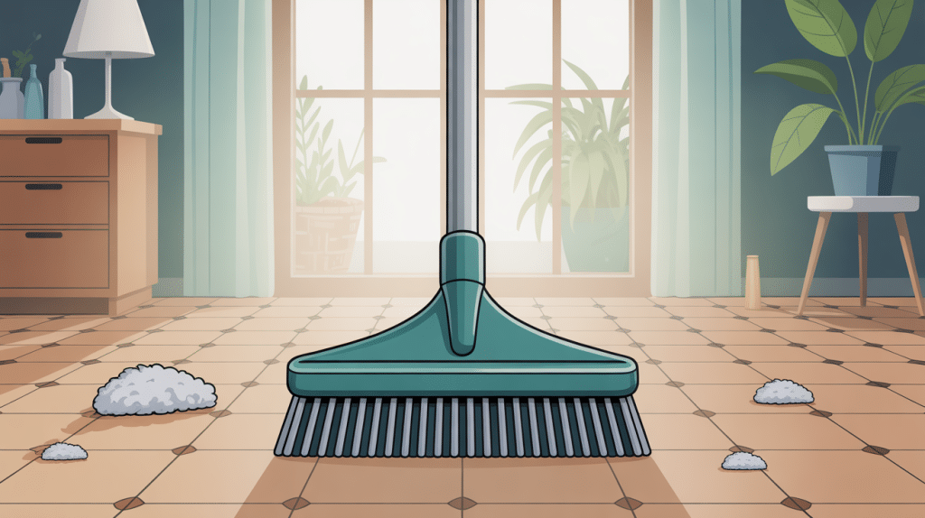 balai en silicone dans intérieur propre avec poils d'animaux