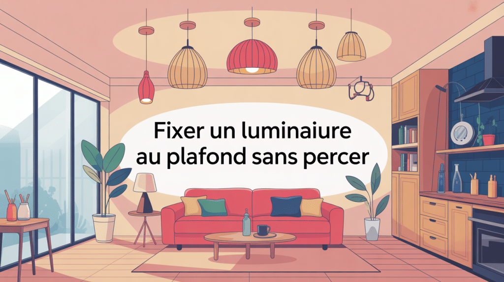 fixer luminaire plafond sans percer illustration vectorielle