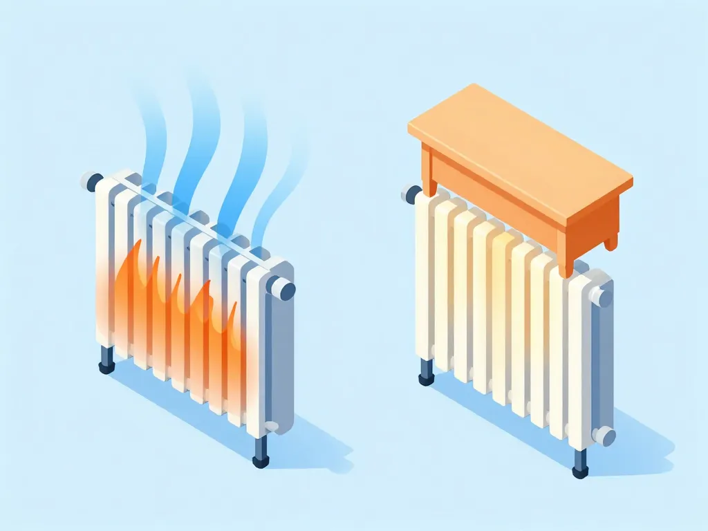 schéma meuble sur radiateur circulation air