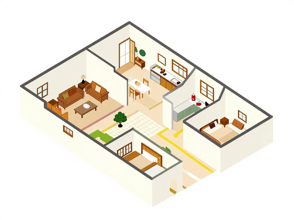 Plan intérieur fonctionnel maison algerienne avec patio