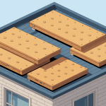 vue de toiture en panneau sandwich sur différents bâtiments