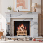 peinture sur marbre cheminée moderne décor élégant