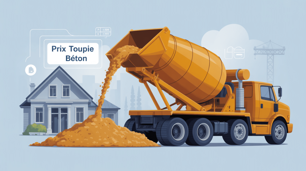 prix beton toupie camion chantier illustration