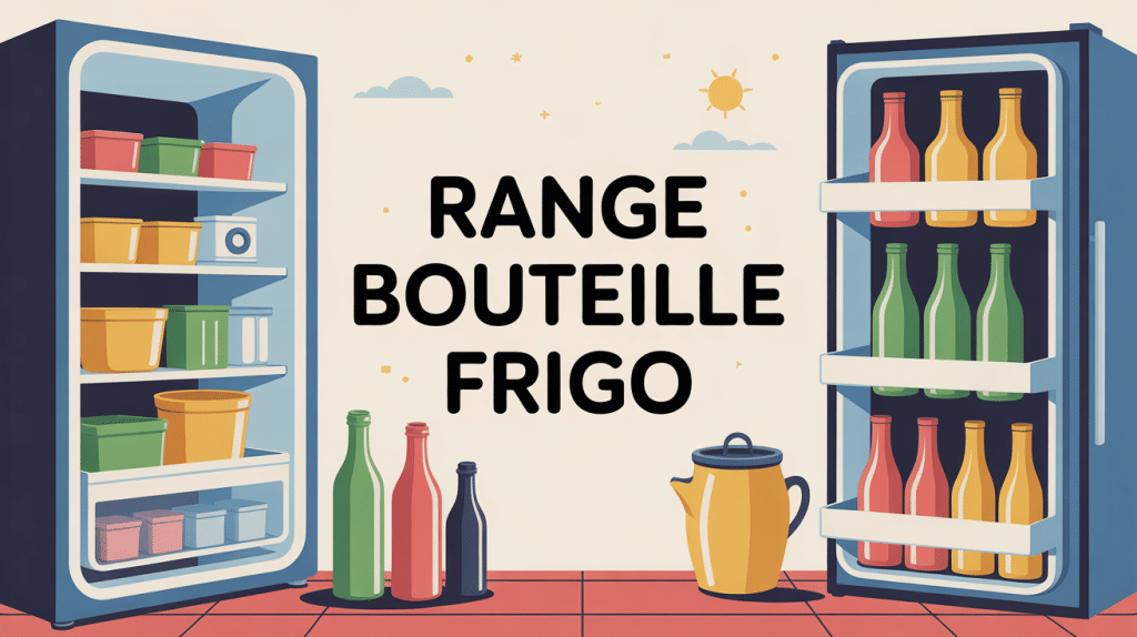 Range bouteille frigo bien organisé dans réfrigérateur