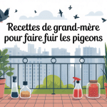 recette de grand-mère pour faire fuir les pigeons illustration balcon urbain