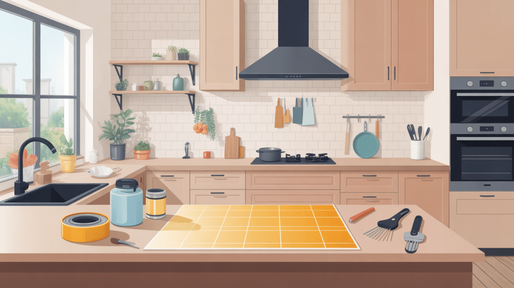 Renover plan de travail stratifié dans une cuisine moderne illustration