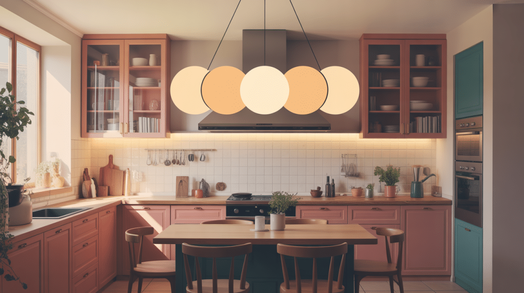 suspension cuisine originale moderne élégante îlot central