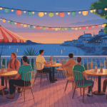 terrasse guinguette ambiance festive extérieure