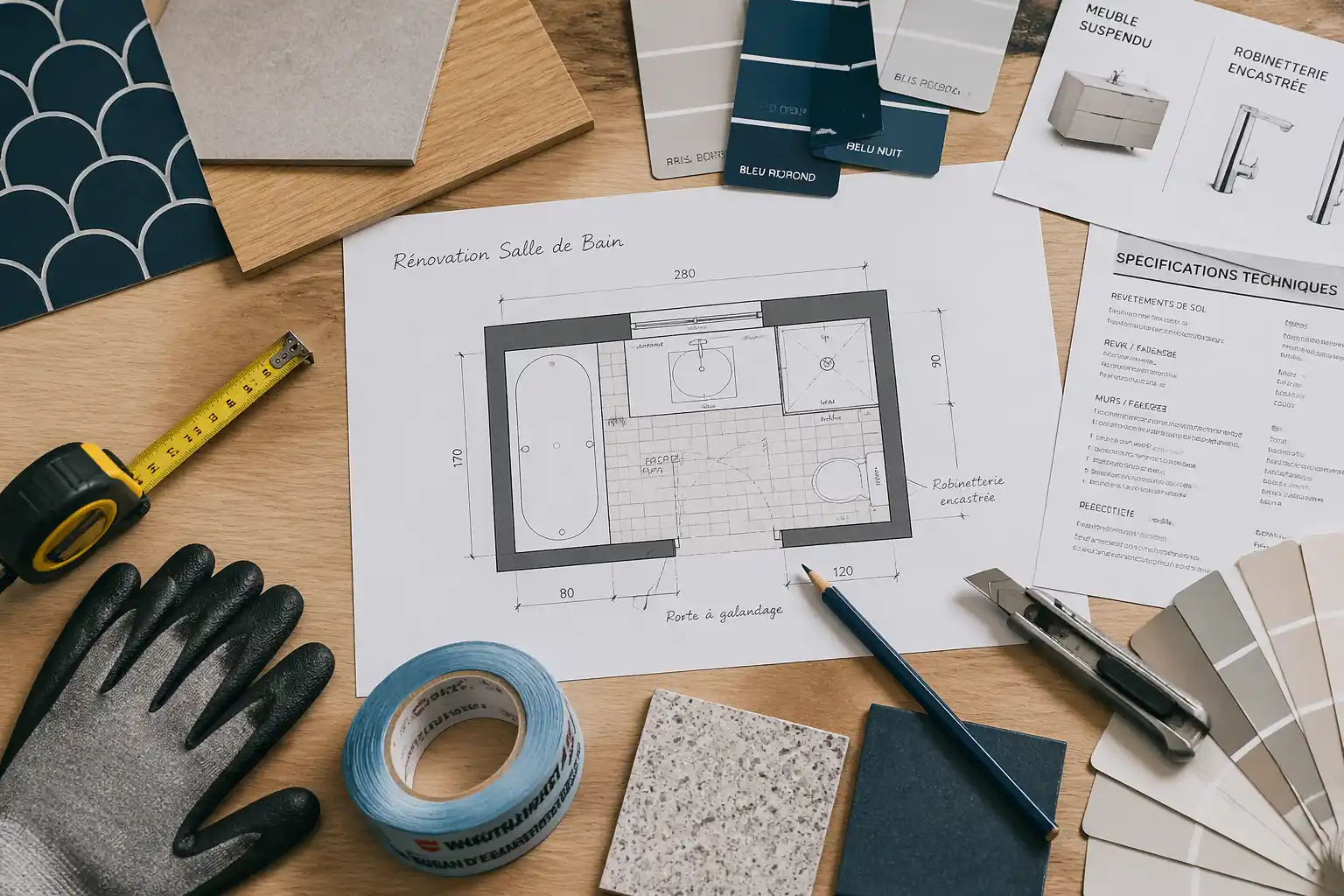 renover une salle de bain plan et choix matériaux