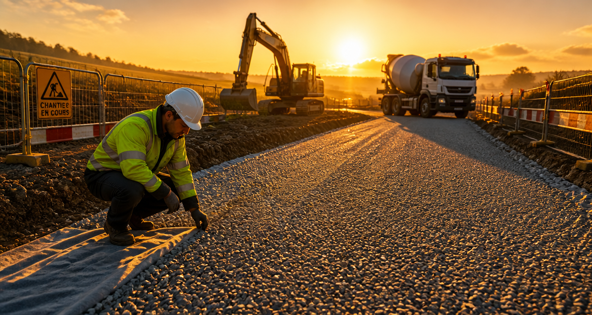 acces chantier voie gravier compacté