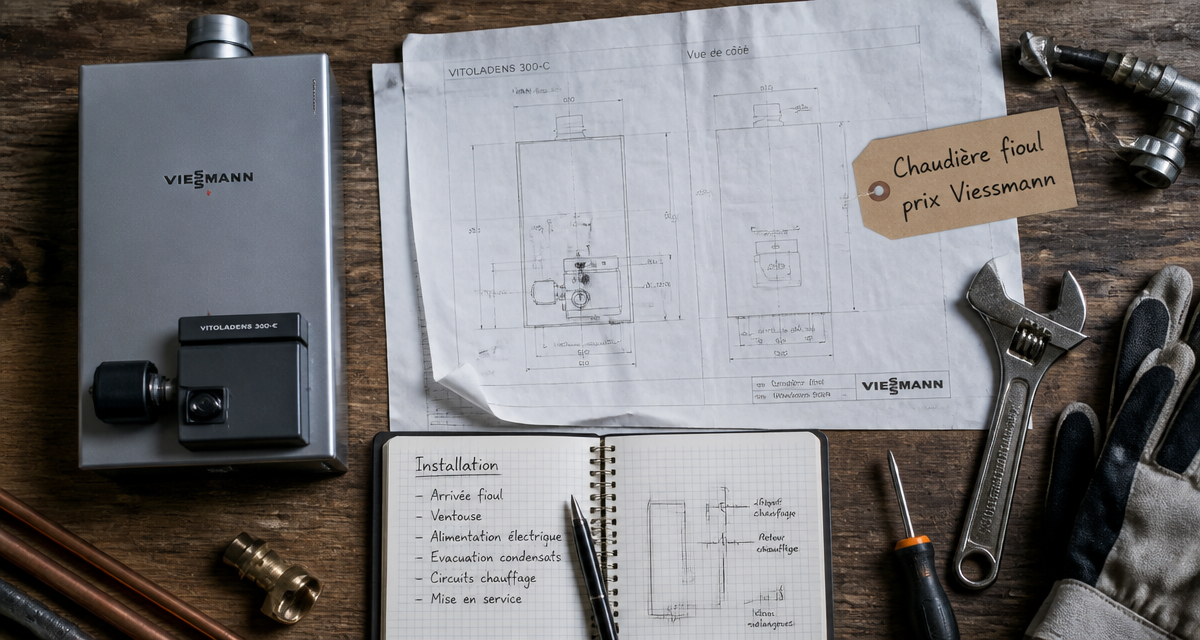 chaudiere fioul prix viessmann sur etabli avec plans et outils
