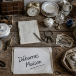 debarras maison table objets anciens