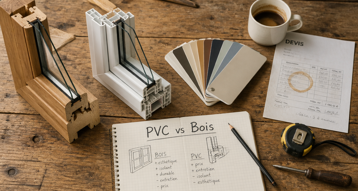 pvc ou bois pour les fenetres échantillons sur table