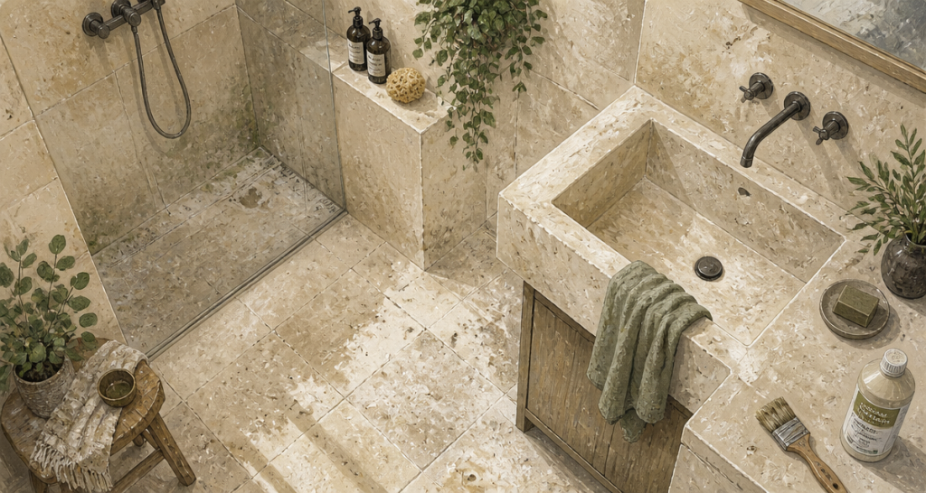 travertin salle de bain inconvénients humidité