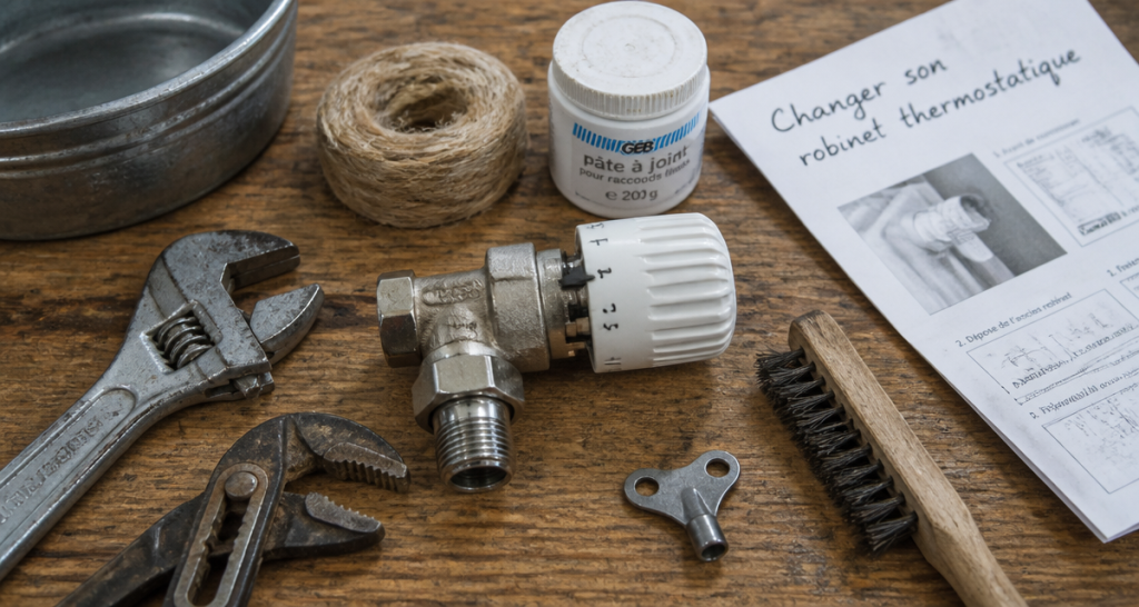 changer robinet thermostatique radiateur vue outils
