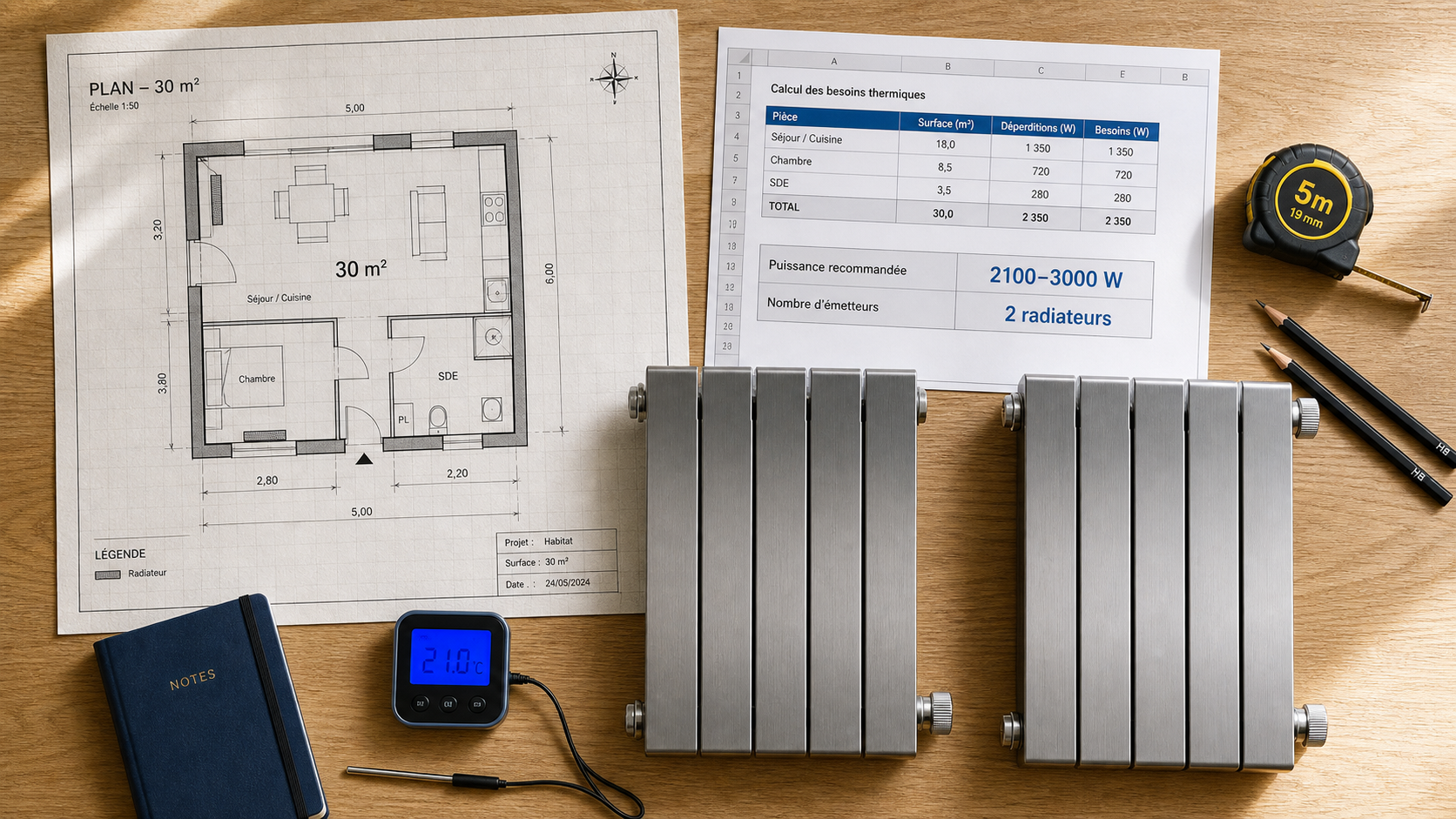 Combien de radiateur pour 30m2 : 2 radiateurs pour 30 m²