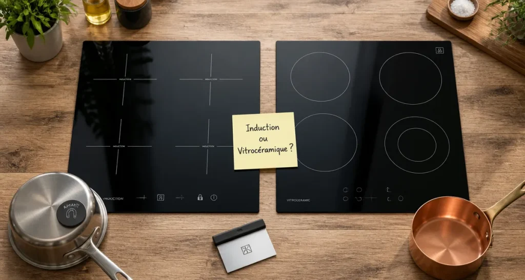 comment reconnaitre une plaque induction et vitrocéramique sur un plan de travail