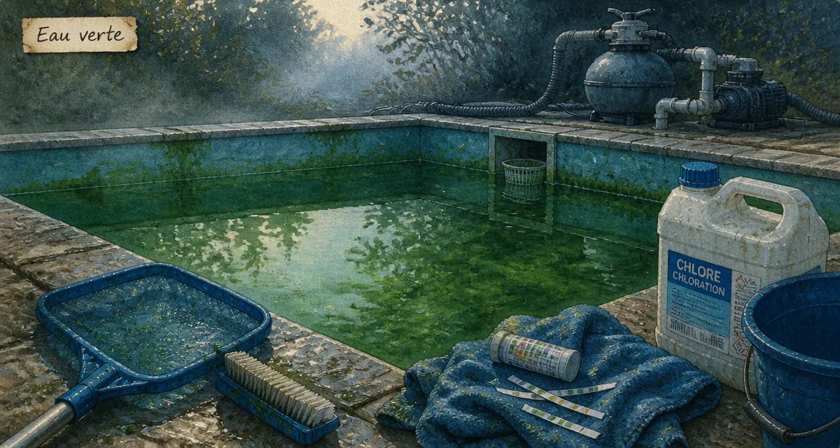 Produit miracle eau verte piscine : piscine verte, test et filtration