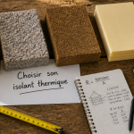 quel est le meilleur isolant thermique, échantillons isolants sur bureau artisan