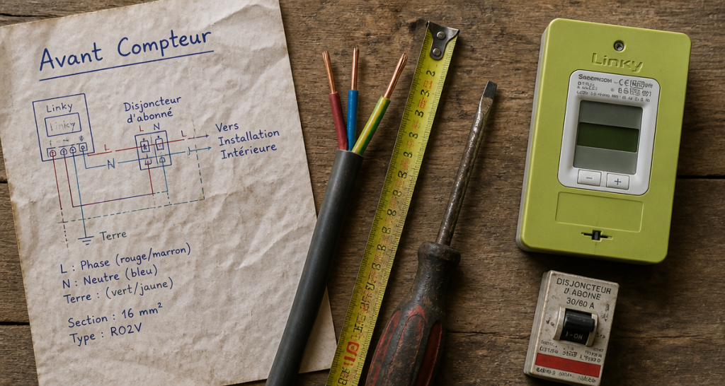 schéma branchement avant compteur edf sur plan de travail