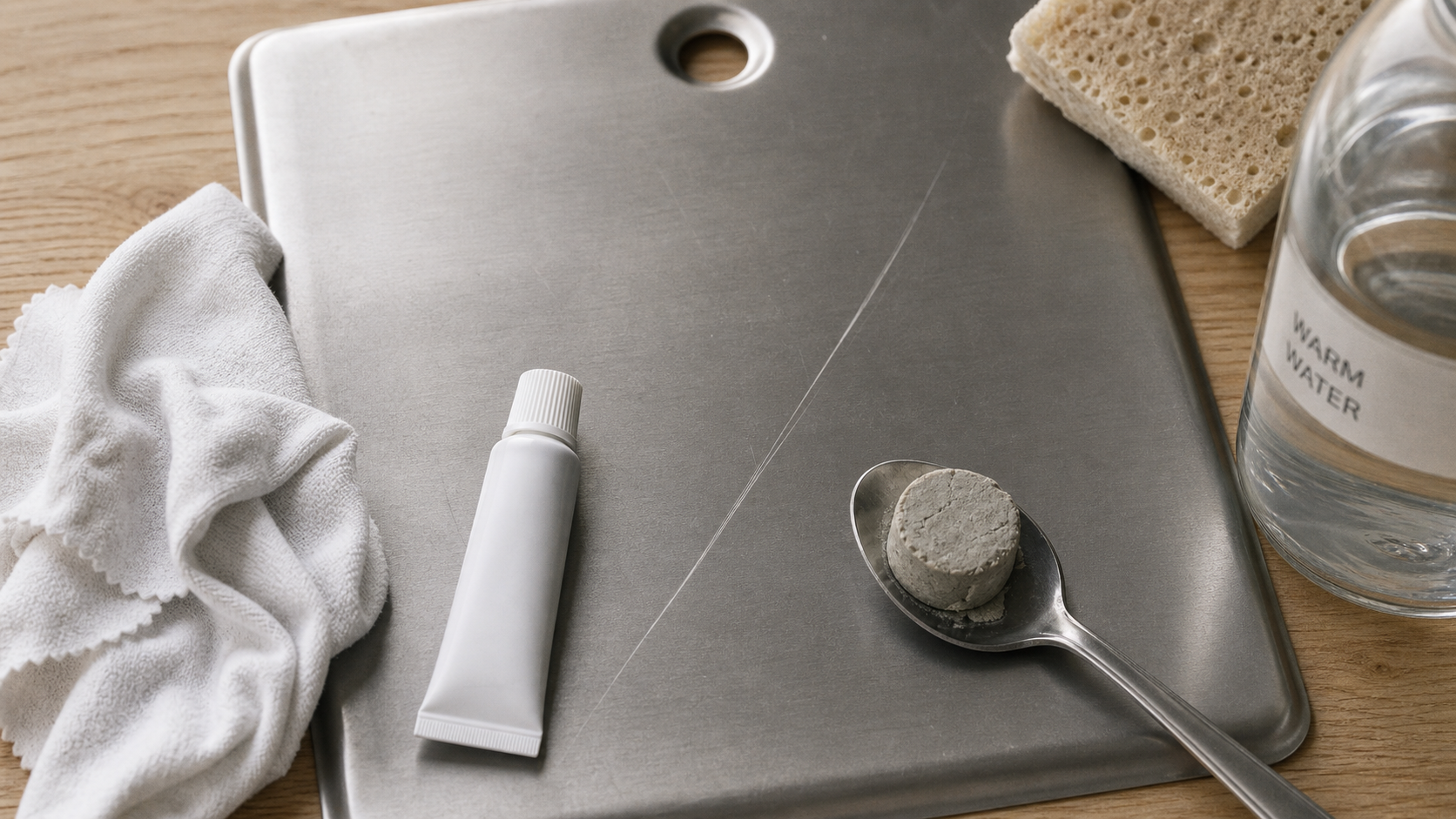 Rayure inox sur inox brossé, polir le grain avec chiffon