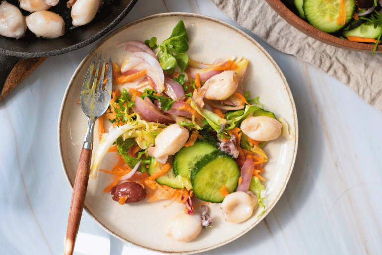 Seafood salad on a plate