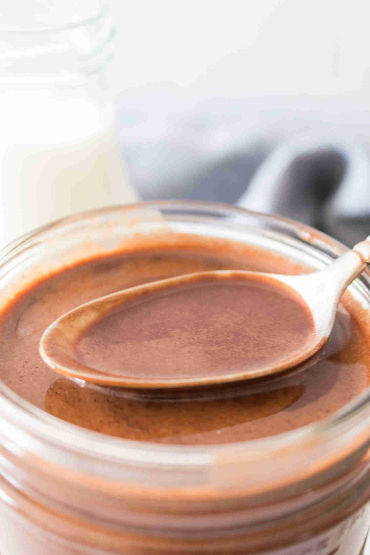 Silky cocoa syrup for coffee, milk and pancakes