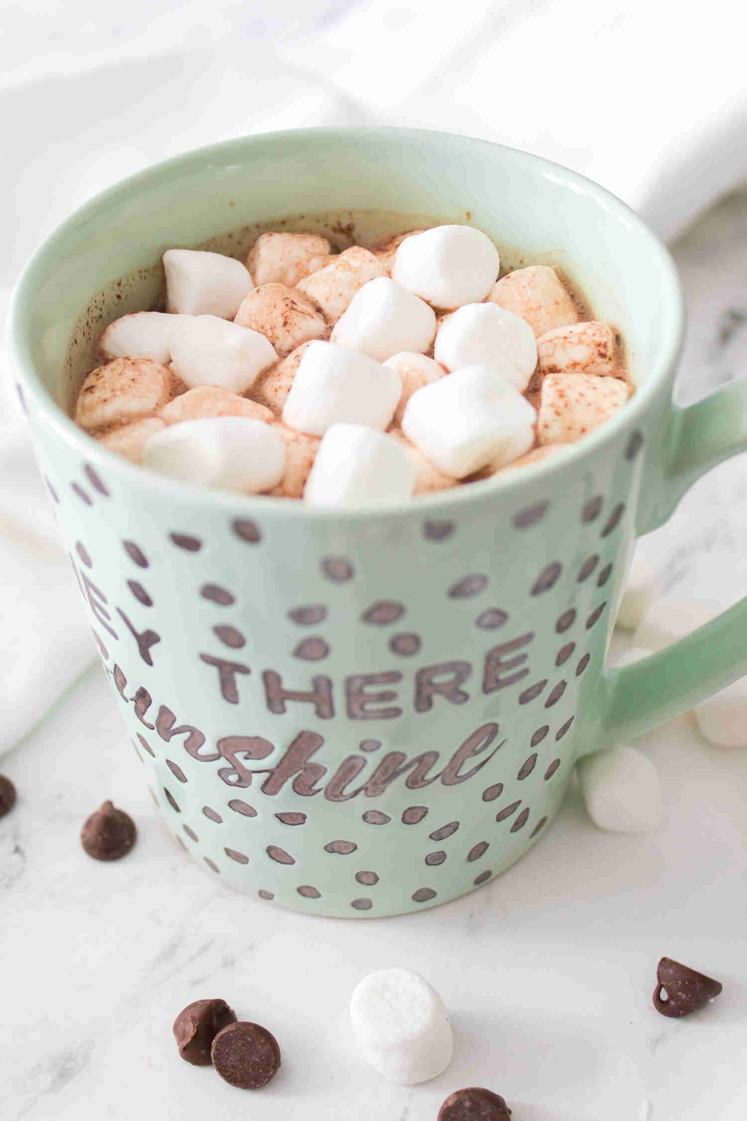 Homemade hot chocolate with chocolate chips