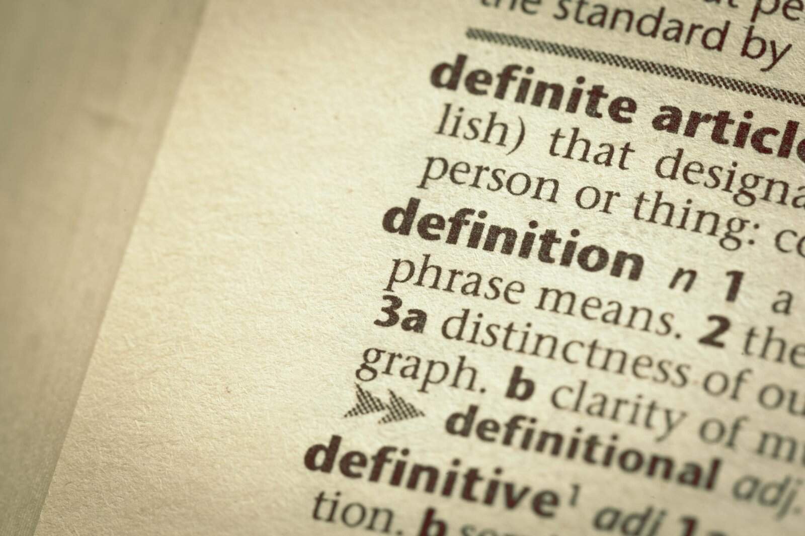 Pages of a dictionary, definition, language