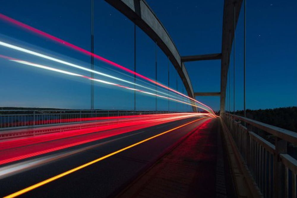 digital acceleration, lights going down street