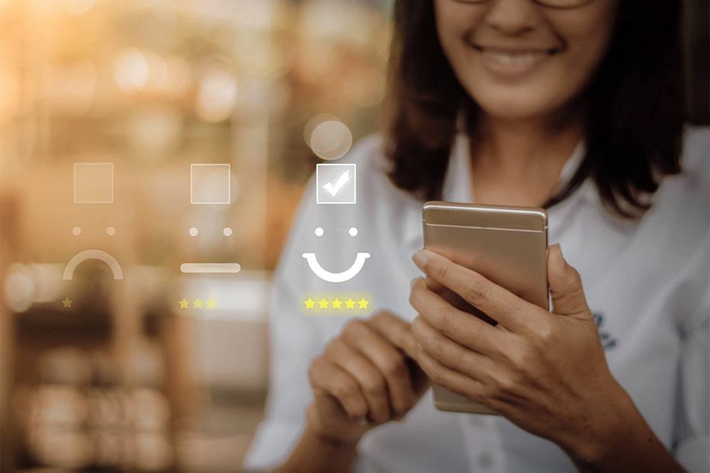 woman looking at a phone