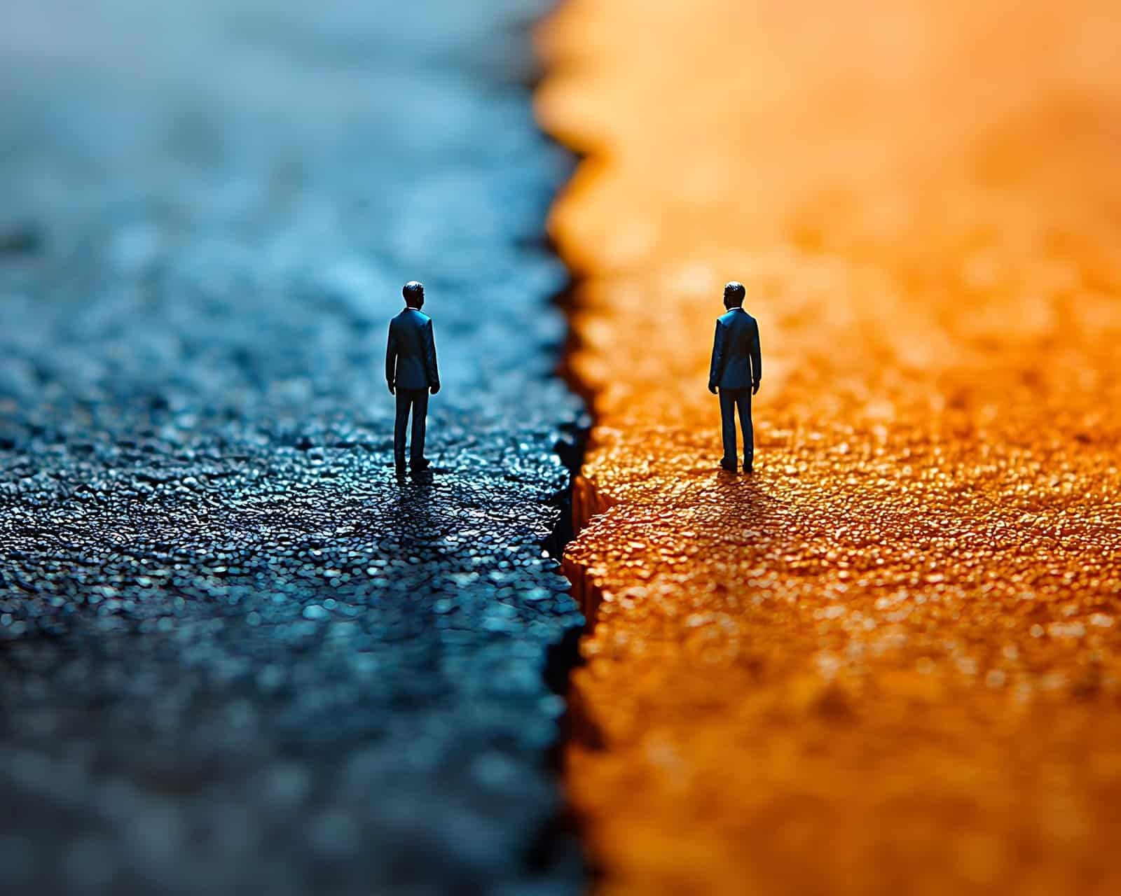 A gap between two men