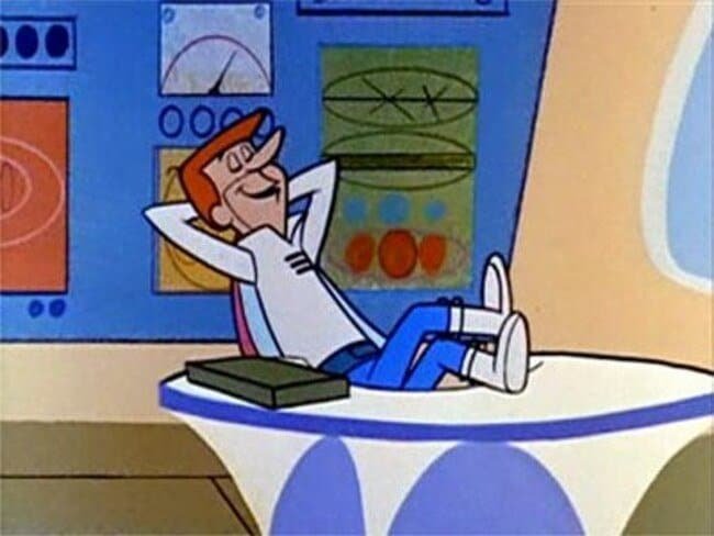 George Jetson relaxing at work because of agents.