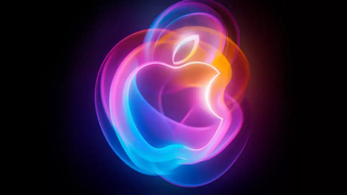 Vibrant neon Apple logo in a glowing, colorful design with a dark background, representing technology and innovation. Perfect for tech-themed content or digital branding.