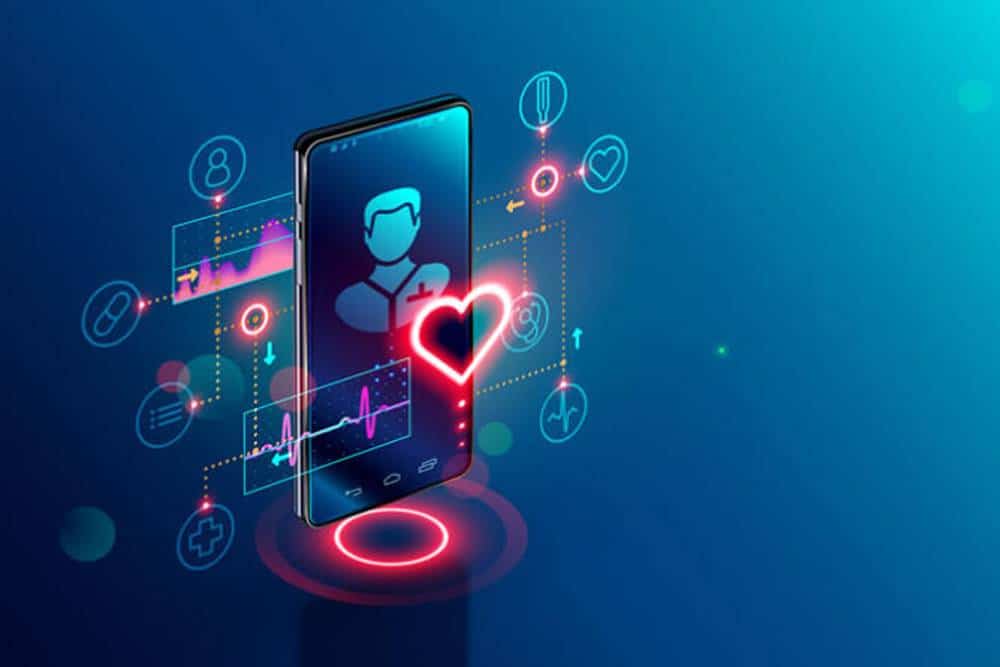 AI-powered health app showcasing digital health monitoring and telemedicine features for improved patient care.