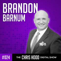 Brandon barnum digital show image with a professional portrait of Brandon Barnum on a purple background with text overlay.