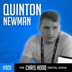 The Chris Hood Show Chris Hood podcast host wearing a lanyard, featured on branding image with blue background and podcast title, promoting "The Chris Hood Digital Show" episode 031.
