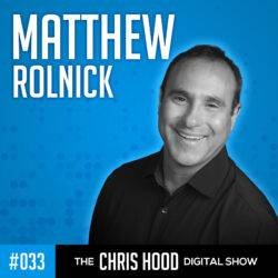 Chris Hood smiling, hosting The Chris Hood Digital Show, in front of a blue background with bold white text.