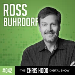 The Chris Hood Show Innovative digital entrepreneur Chris Hood smiling against a vibrant green background for his podcast digital show.