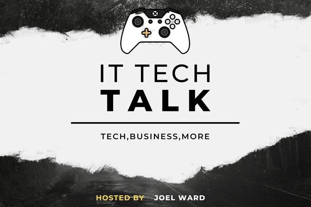Podcast logo featuring a gaming controller with the text "IT TECH TALK" and topics like tech, business, and more.
