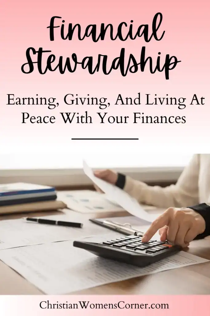 A person using a calculator Pintrest Pin, relating to financial stewardship.