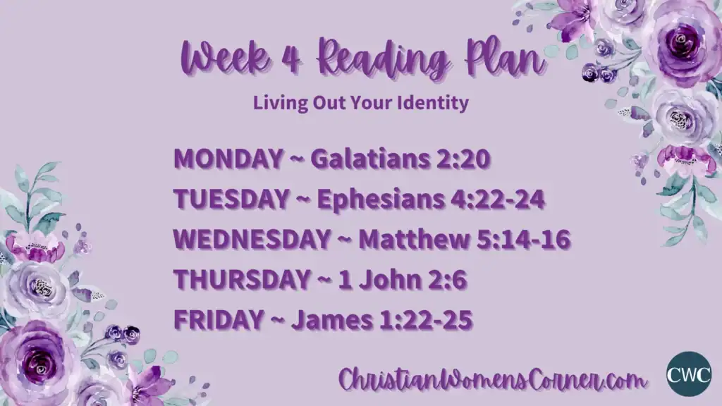 Identity in Christ Week 4 Bible Reading Plan relating to "Living out your identity"