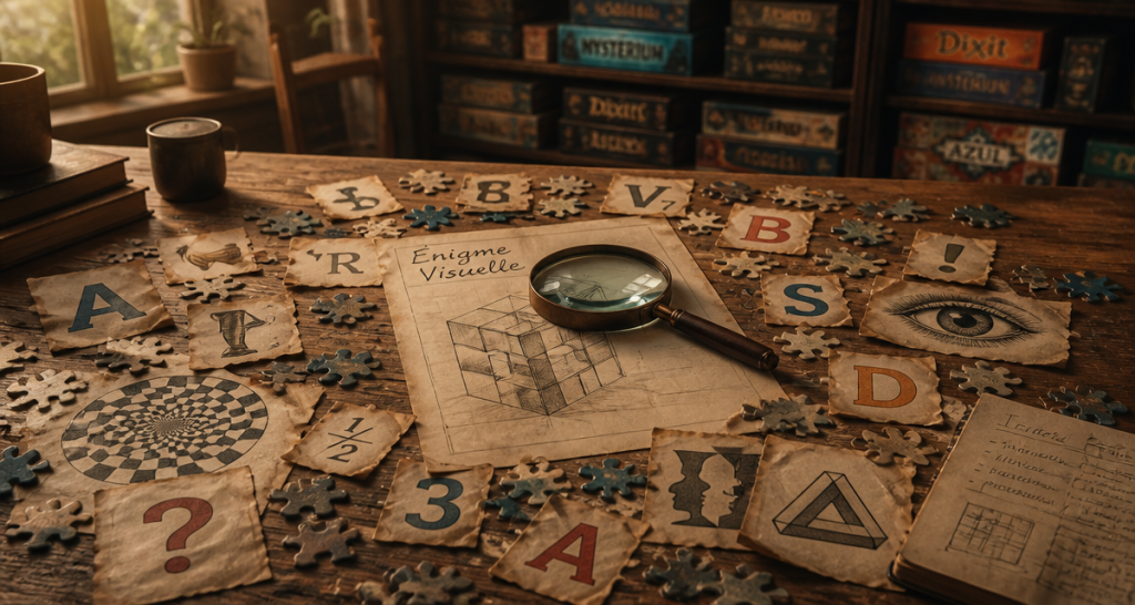 Enigme visuelle puzzle sur table